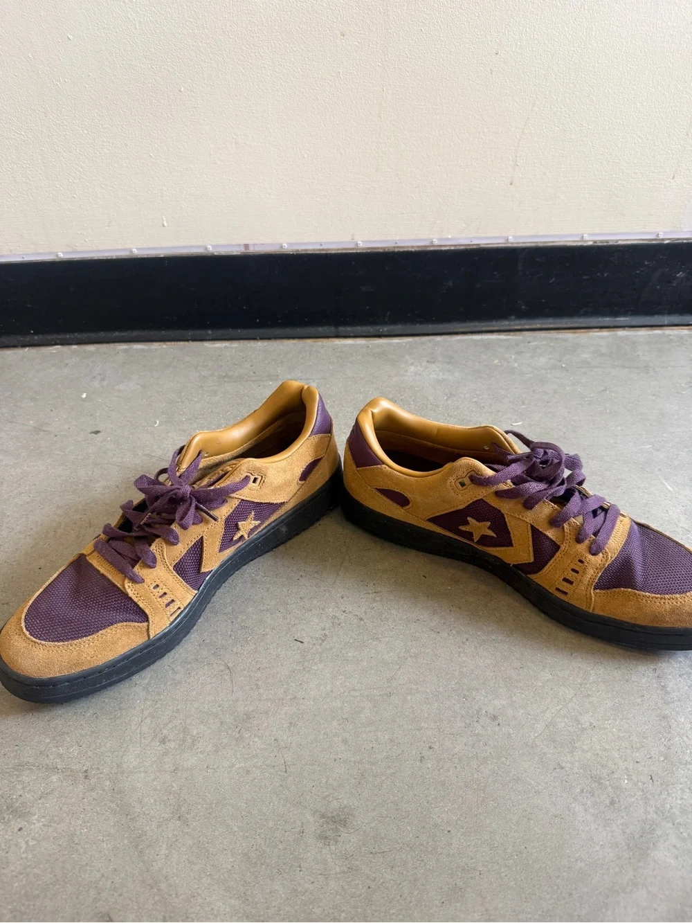 Converse Men's Suede and Mesh Sneakers - Tan and Purple - Picture 7 of 9